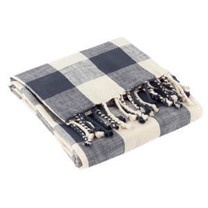 Yard Navy Chesil Check Tasselled Throw